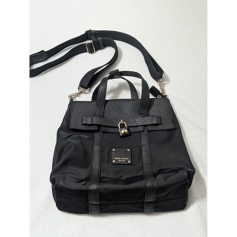 Henri Bendel Jetsetter Black Nylon & Saffiano 3-way Backpack Crossbody Handbag